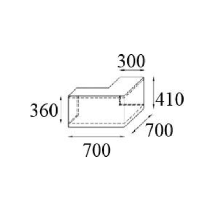 Lada recepcyjna Vista nadstawka narożna 70/70x30x41/36cm