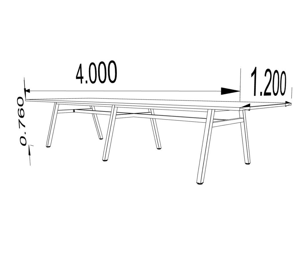 Stół konferencyjny 400x120x76cm, na nogach metalowych A - obrazek 3