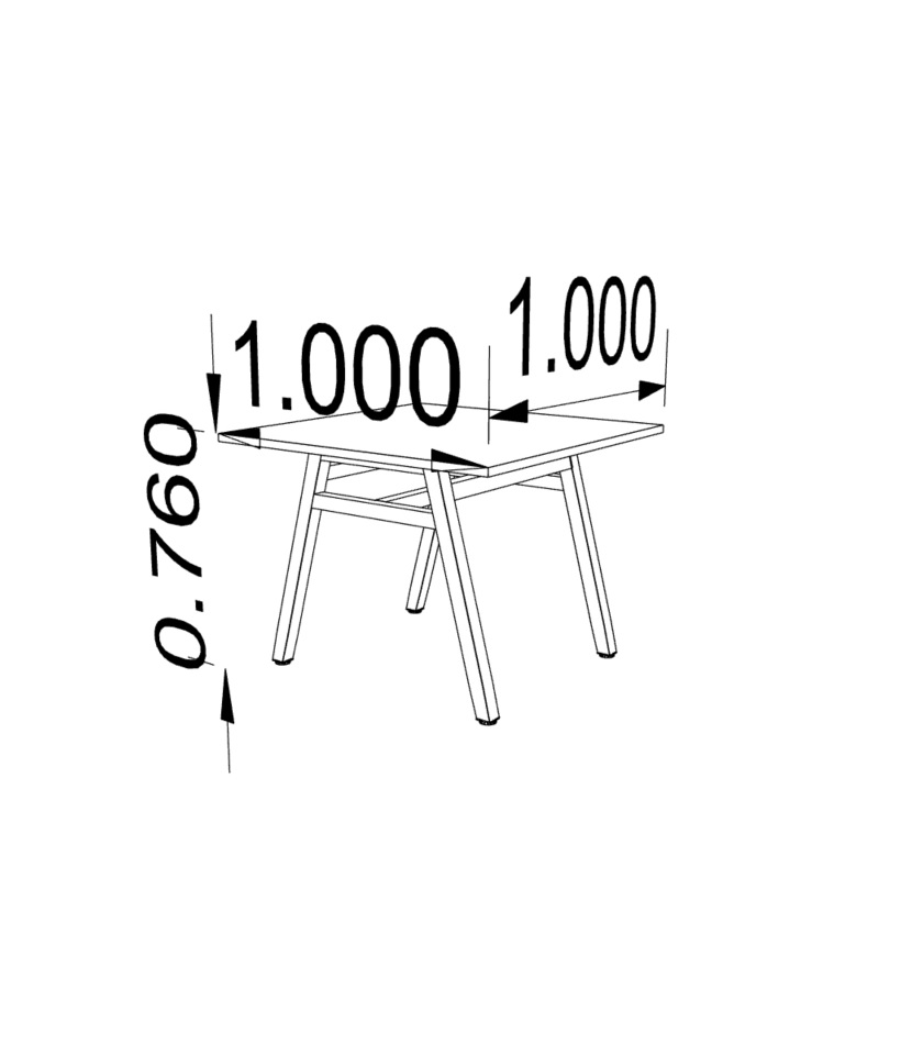 Stół konferencyjny 100x100x76cm, na nogach metalowych A - obrazek 3