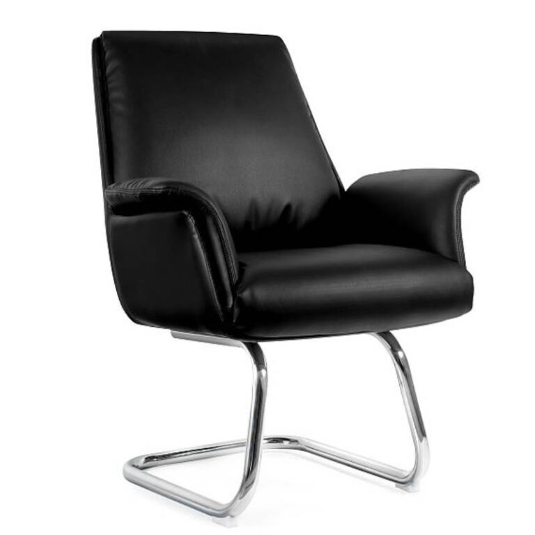 Fotel gościnny APUS SKID czarna eko skóra