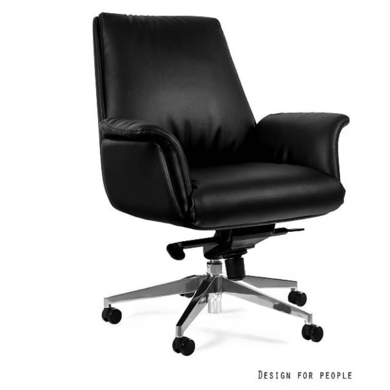 Fotel gabinetowy APUS LOW czarna skóra naturalna