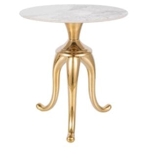 stolik SNAKE w stylu glamour z ceramicznym blatem imitującym marmur