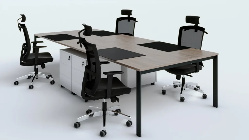 Biurka bench 2 osobowe - wsparte na szafkach podbiurkowych