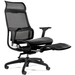 ergonomiczny fotel biurowy z podnóżkiem i zagłówkeim