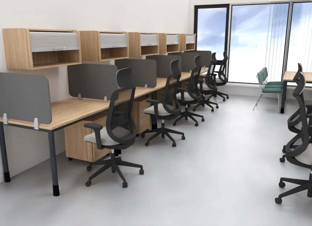 biurka w open space
