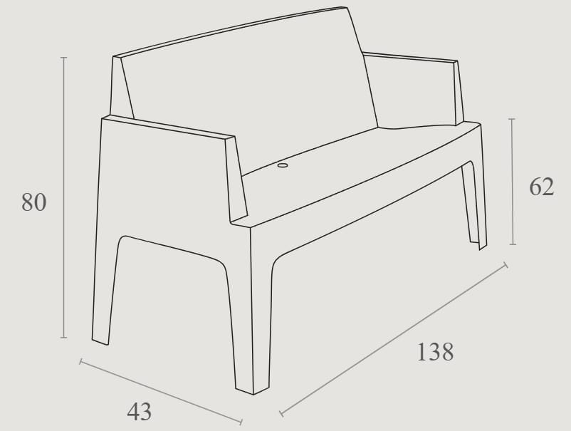 Sofa 2 osobowa BOX patio HoReCa - zestaw 12 sztuk - obrazek 2