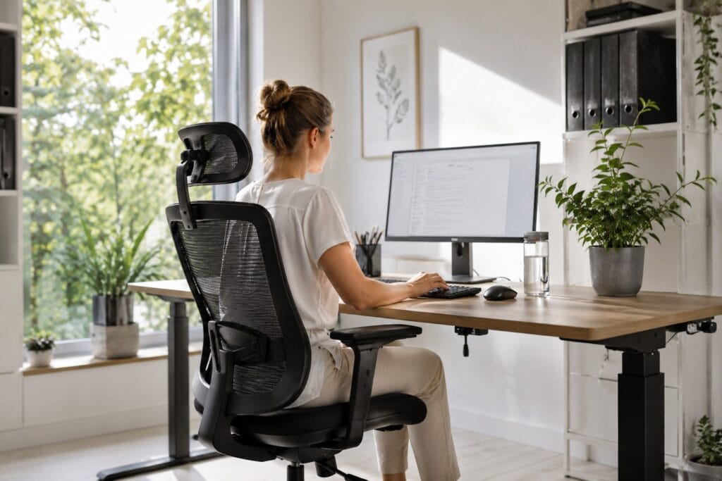 fotele biurowe ergonomiczne podczas pracy w upalne dni