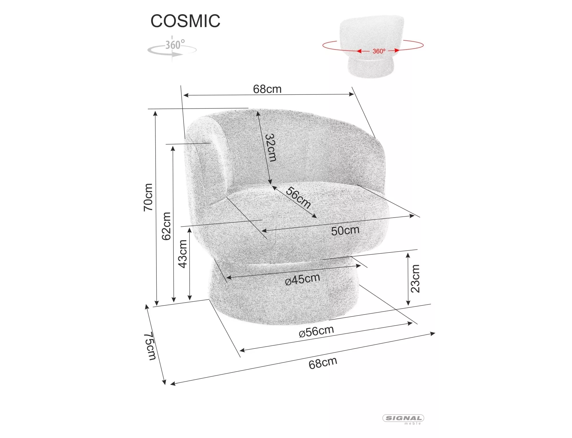 Fotel wypoczynkowy obrotowy COSMIC RAVEN - obrazek 2