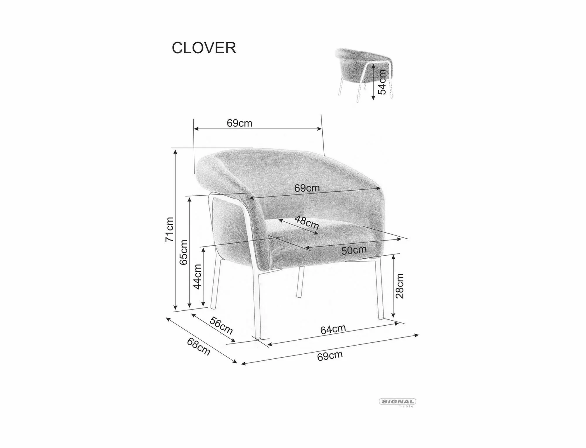 Fotel klubowy CLOVER tapicerowany tkaniną Brego - obrazek 2